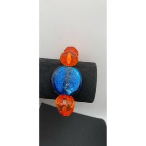 Chunky Glass And Acrylic Orange And Blue Stretch Bracelet